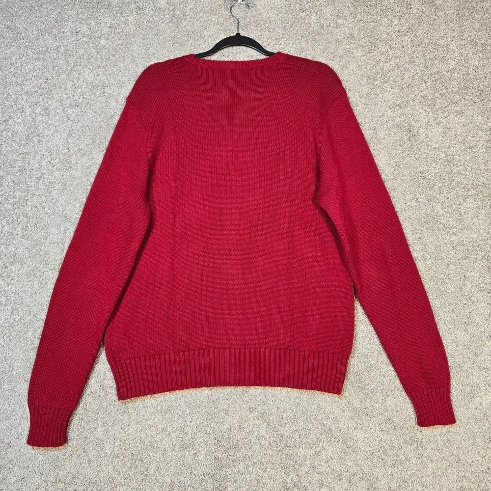 Polo Ralph Lauren Sweater Mens Medium Red Pima Cotton crew Preppy knit vintage